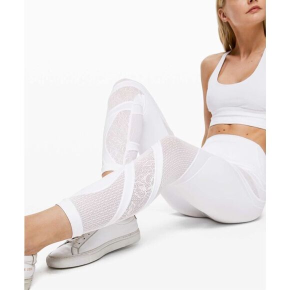 Lululemon Wunder Under High-Rise Tight 25" Lace in White Size 4 - Picture 1 of 8